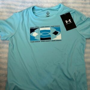 Under Armour Aqua Blue Logo Performance Tee